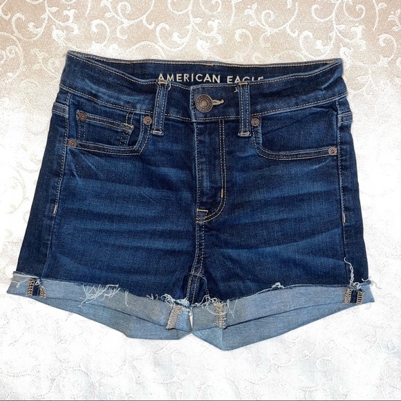American Eagle Next Level Stretch Hi Rise Shortie Raw Hem Shorts - Picture 4 of 16